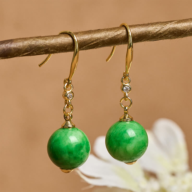 Nimara Ritual 925 Sterling Silver Green Chalcedony Strength Courage Earrings