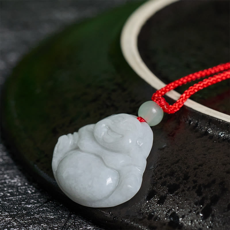 Nimara Ritual Jade Laughing Buddha Prosperity Necklace Pendant