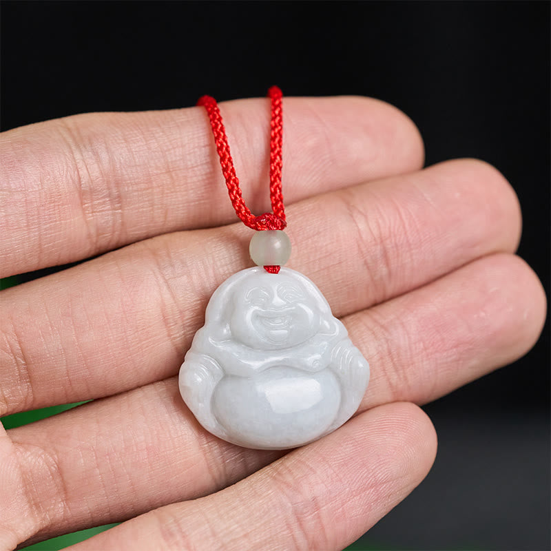 Nimara Ritual Jade Laughing Buddha Prosperity Necklace Pendant