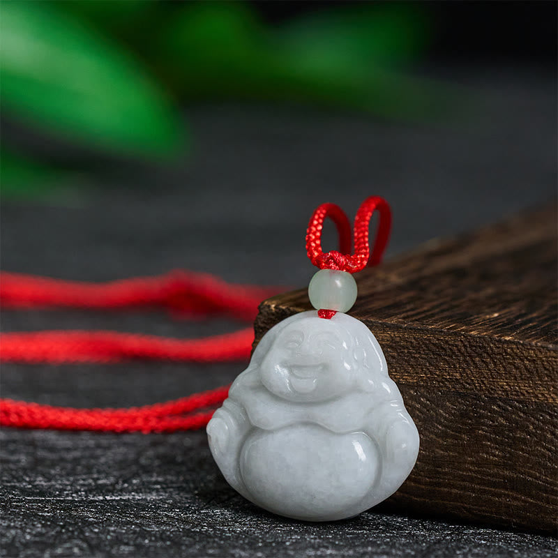 Nimara Ritual Jade Laughing Buddha Prosperity Necklace Pendant