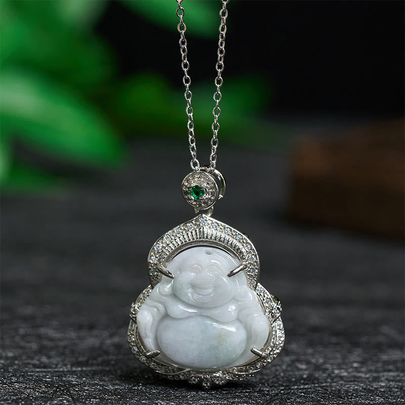 Nimara Ritual Jade Laughing Buddha Abundance Necklace Pendant