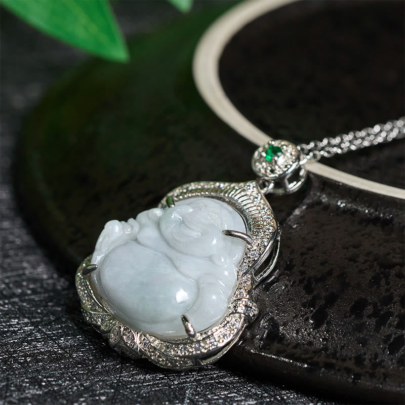 Nimara Ritual Jade Laughing Buddha Abundance Necklace Pendant