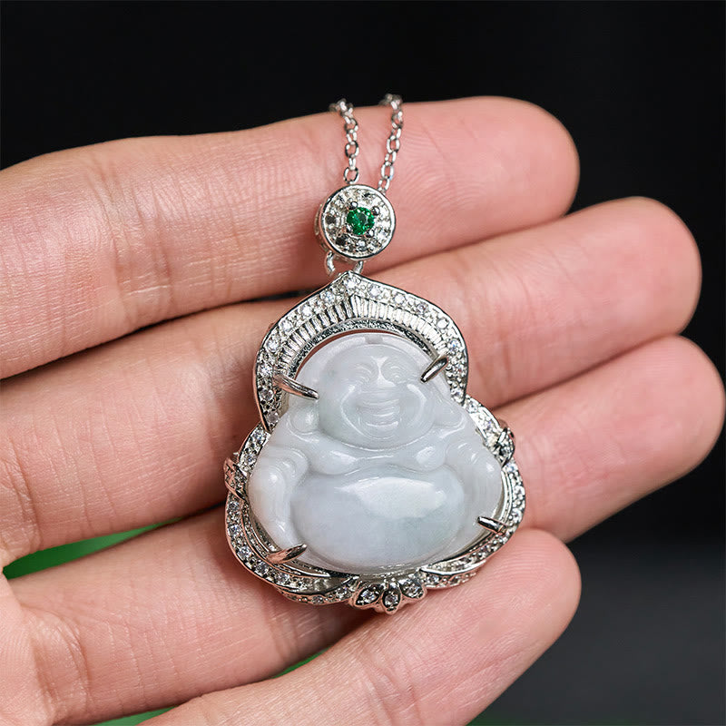 Nimara Ritual Jade Laughing Buddha Abundance Necklace Pendant