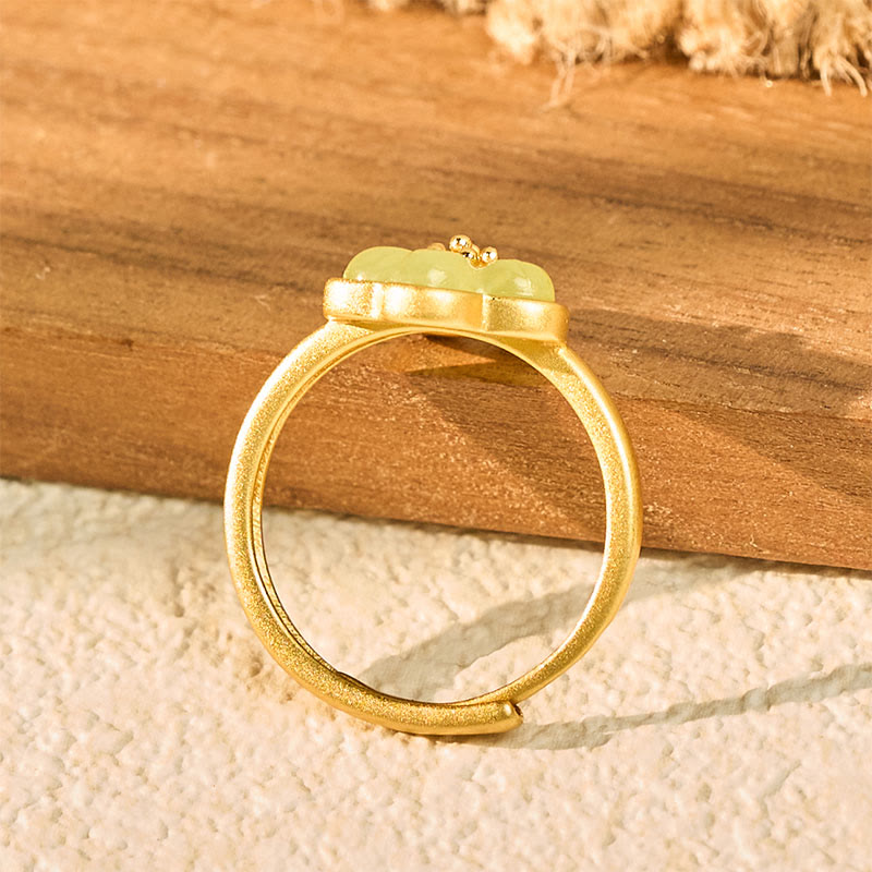 Nimara Ritual Plum Blossom Hetian Jade Copper Luck Ring