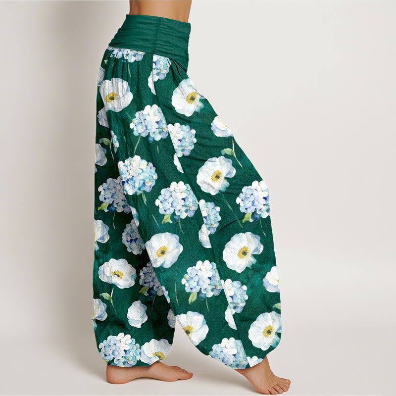 Nimara Ritual Cotton Fresh Elegant Flower Pattern Women's Elastic Waist Harem Pants