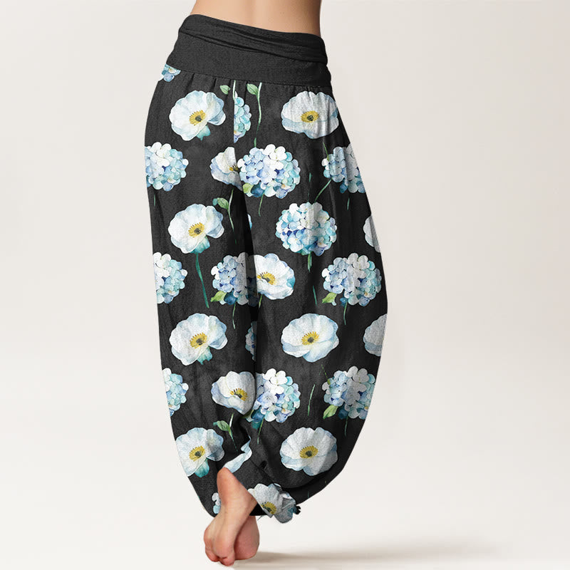 Nimara Ritual Cotton Fresh Elegant Flower Pattern Women's Elastic Waist Harem Pants