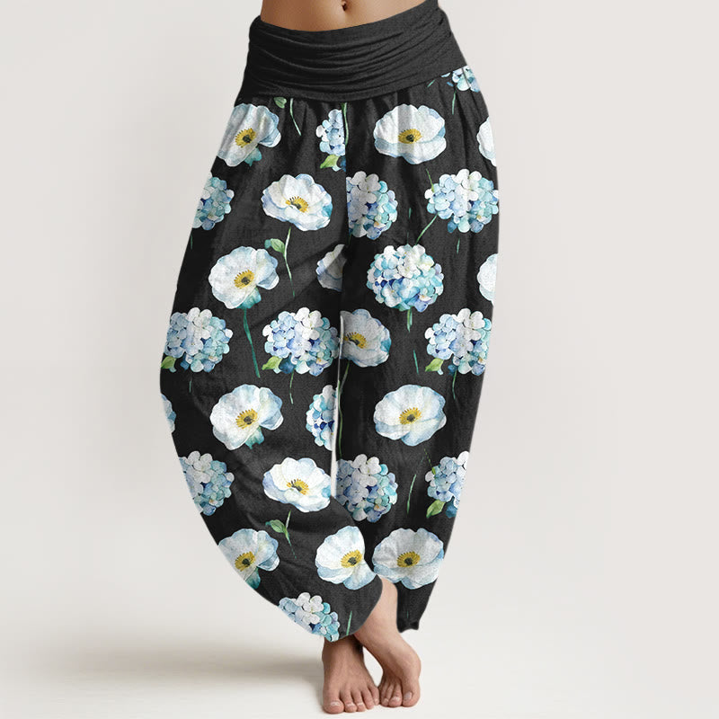 Nimara Ritual Cotton Fresh Elegant Flower Pattern Women's Elastic Waist Harem Pants