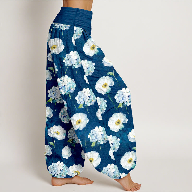 Nimara Ritual Cotton Fresh Elegant Flower Pattern Women's Elastic Waist Harem Pants