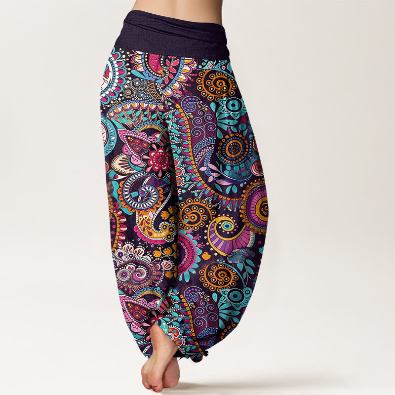 Nimara Ritual Cotton Traditional Paisley Pattern Women's Elastic Waist Harem Pants