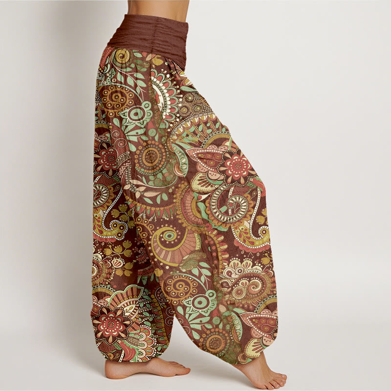 Nimara Ritual Cotton Traditional Paisley Pattern Women's Elastic Waist Harem Pants