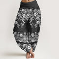 Nimara Ritual Cotton Traditional Flower Vine Leaf Pattern Women's Elastic Waist Harem Pants