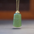 Nimara Ritual Hetian Jade 925 Sterling Silver Om Symbol Prosperity Necklace Pendant