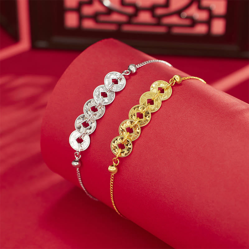 Nimara Ritual 925 Sterling Silver Five-Emperor Coins Protection Ring Bracelet Necklace Pendant
