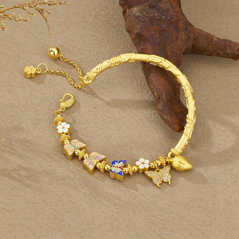 Nimara Ritual 925 Sterling Silver Butterfly Flower Balance Bracelet