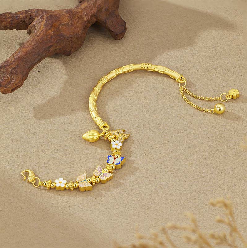 Nimara Ritual 925 Sterling Silver Butterfly Flower Balance Bracelet