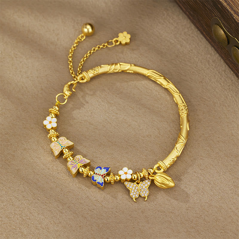 Nimara Ritual 925 Sterling Silver Butterfly Flower Balance Bracelet