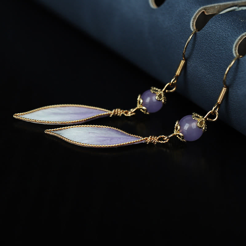 Nimara Ritual Silk Art Handmade Purple Gradient Petals Blessing Dangle Earrings