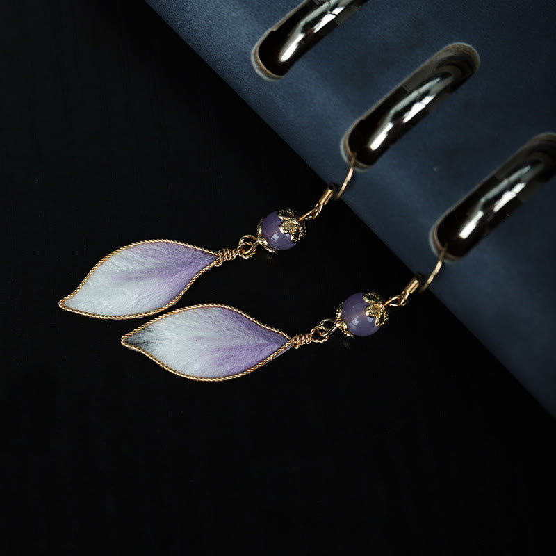 Nimara Ritual Silk Art Handmade Purple Gradient Petals Blessing Dangle Earrings