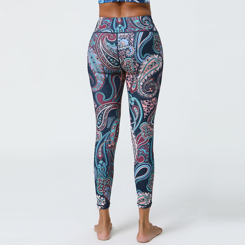 Nimara Ritual Flowers Feathers Sun Moon Print Sports Fitness Yoga High Waist Leggings Women's Pants
