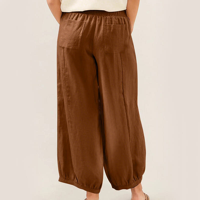 Nimara Ritual Plain Color Cotton Women's Harem Pants With Pockets