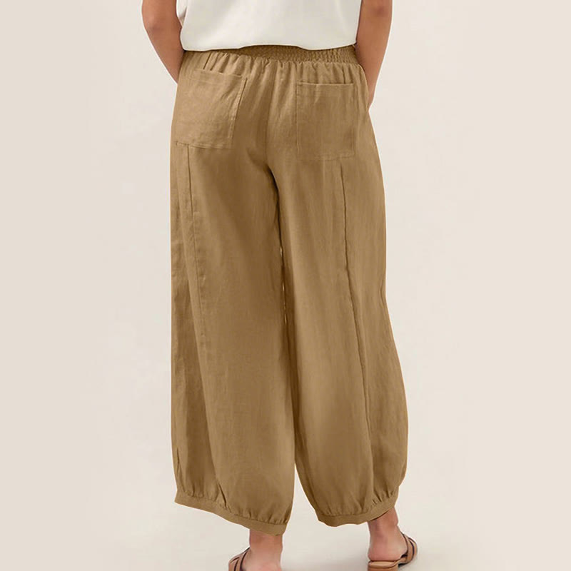 Nimara Ritual Plain Color Cotton Women's Harem Pants With Pockets