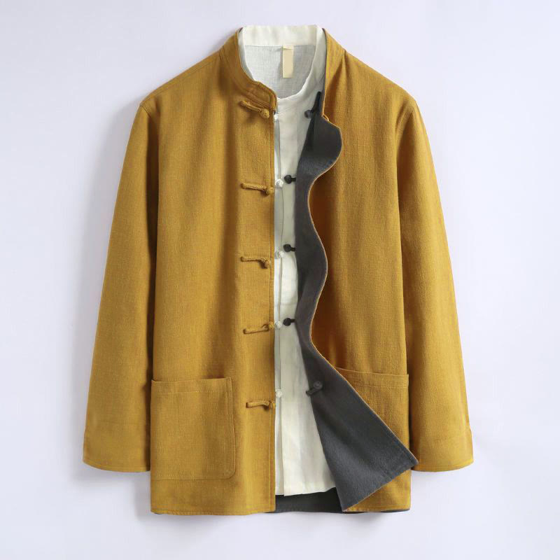 Nimara Ritual Spring Chinese Reversible Men's Frog-Button Cotton Long Sleeve Jacket