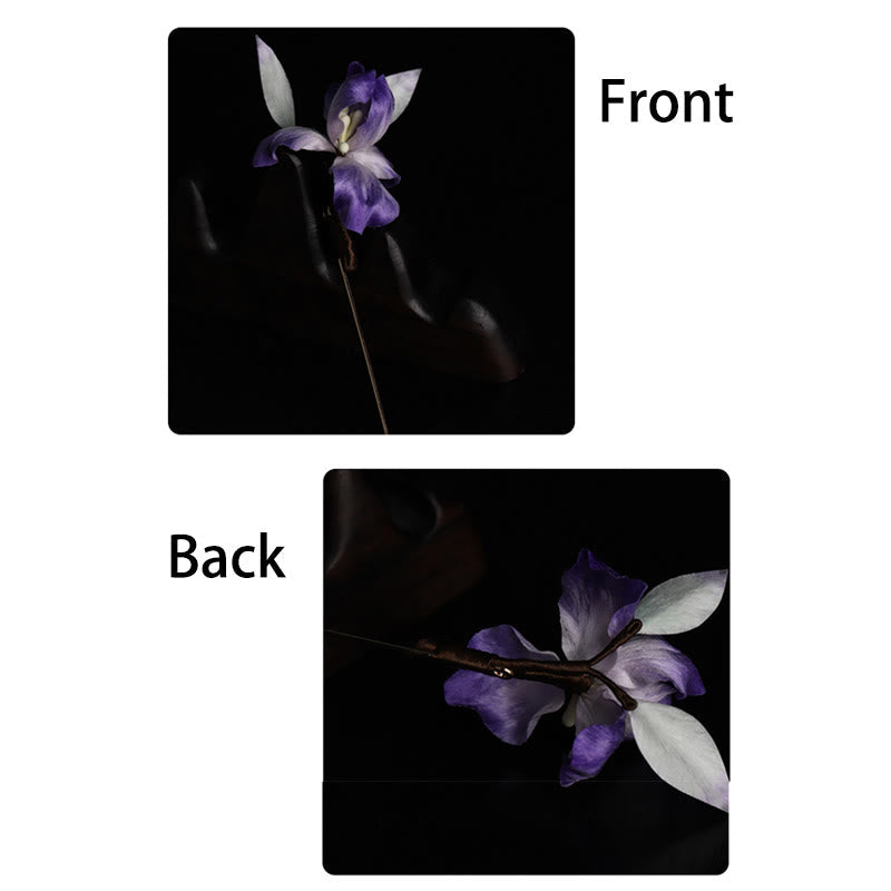 Nimara Ritual Handmade Silk Art Purple White Iris Protection Brooch