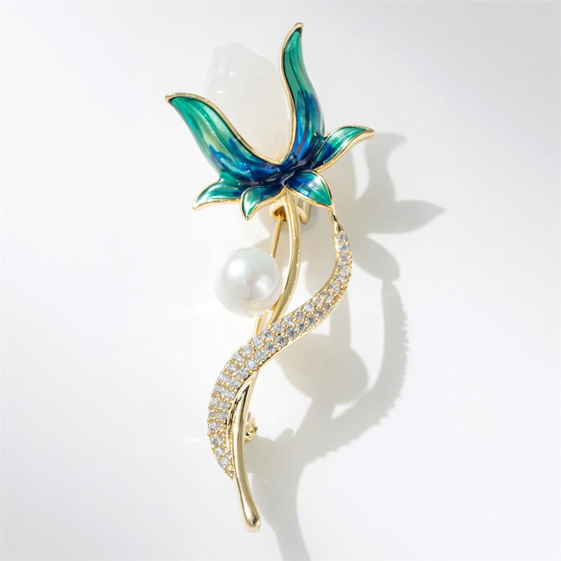 Nimara Ritual Magnolia Flower Pearl Optimism Copper Brooch