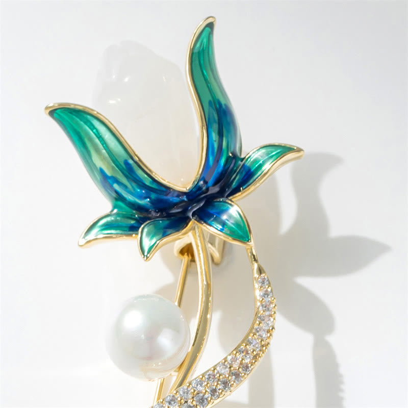 Nimara Ritual Magnolia Flower Pearl Optimism Copper Brooch