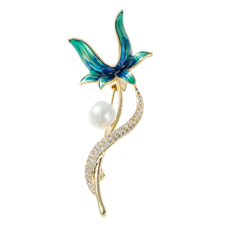 Nimara Ritual Magnolia Flower Pearl Optimism Copper Brooch