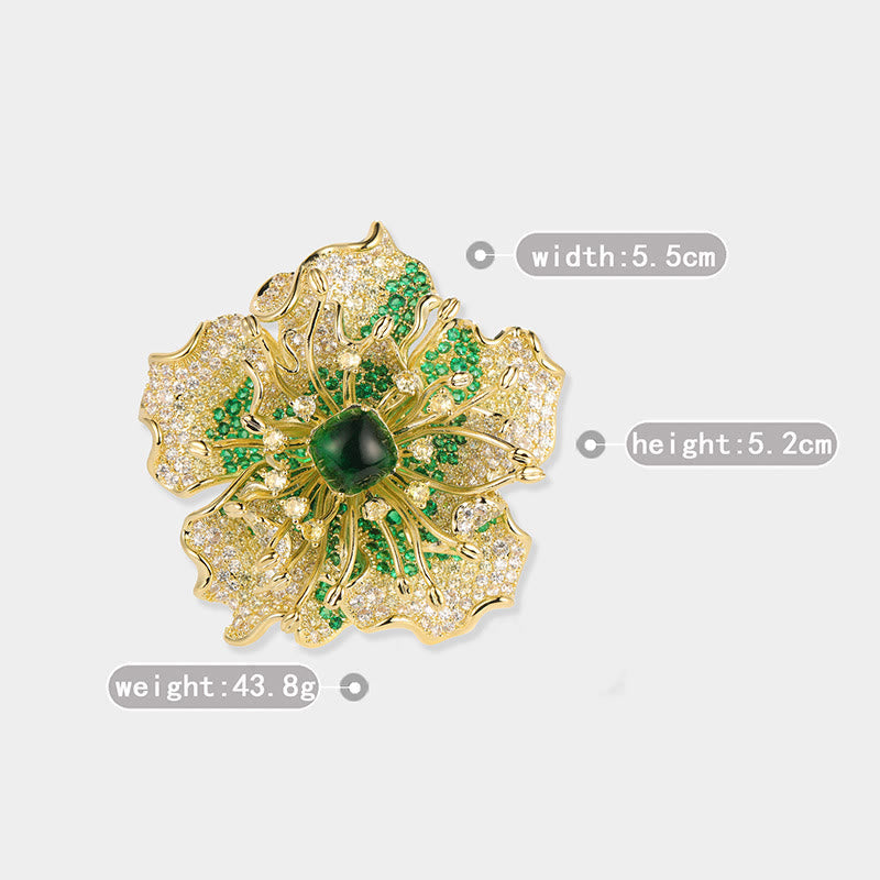 Nimara Ritual Peony Flower Prosperity Copper Brooch