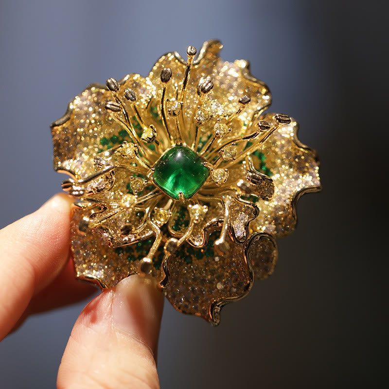 Nimara Ritual Peony Flower Prosperity Copper Brooch