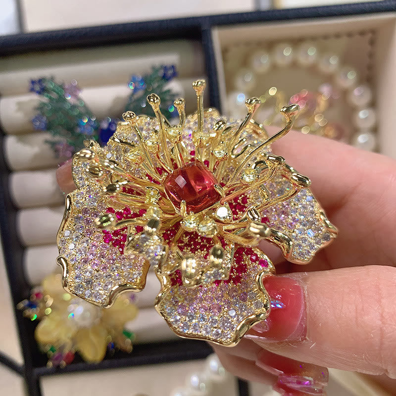 Nimara Ritual Peony Flower Prosperity Copper Brooch