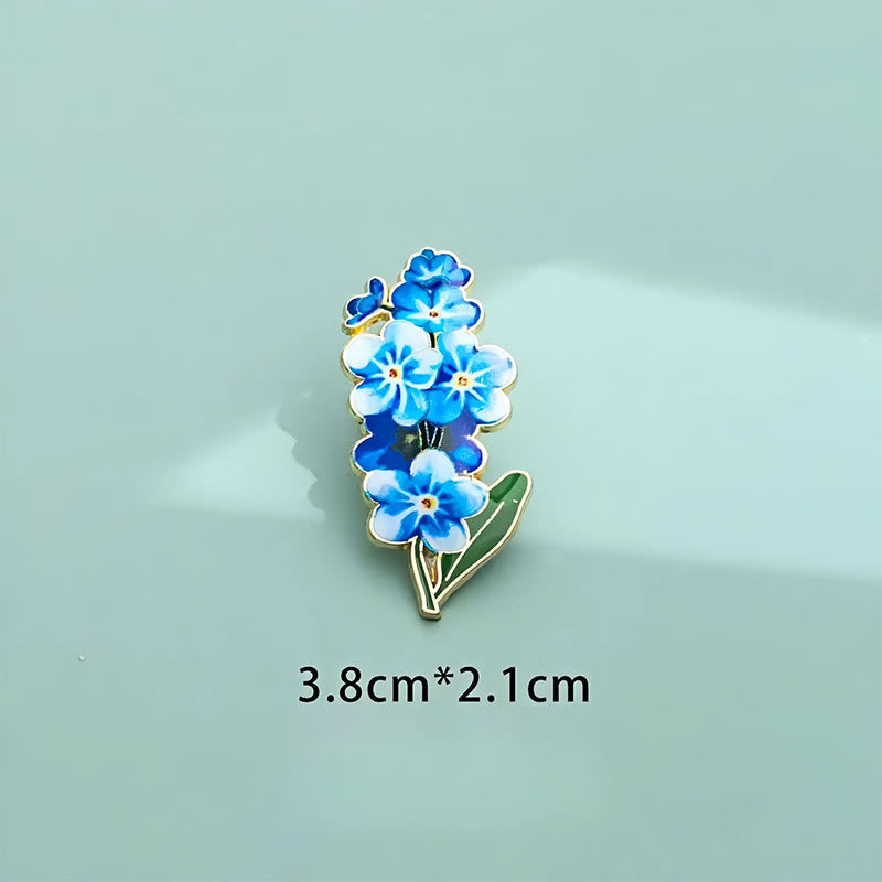 Nimara Ritual Small Forget-Me-Not Corn Poppy Lily of the Valley Hydrangea Lupine Copper Brooch