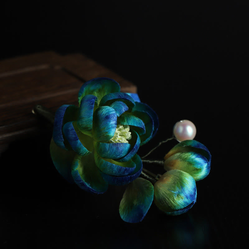 Nimara Ritual Handmade Silk Art Velvet Camellia Blessing Protection Brooch