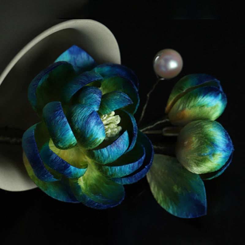 Nimara Ritual Handmade Silk Art Velvet Camellia Blessing Protection Brooch
