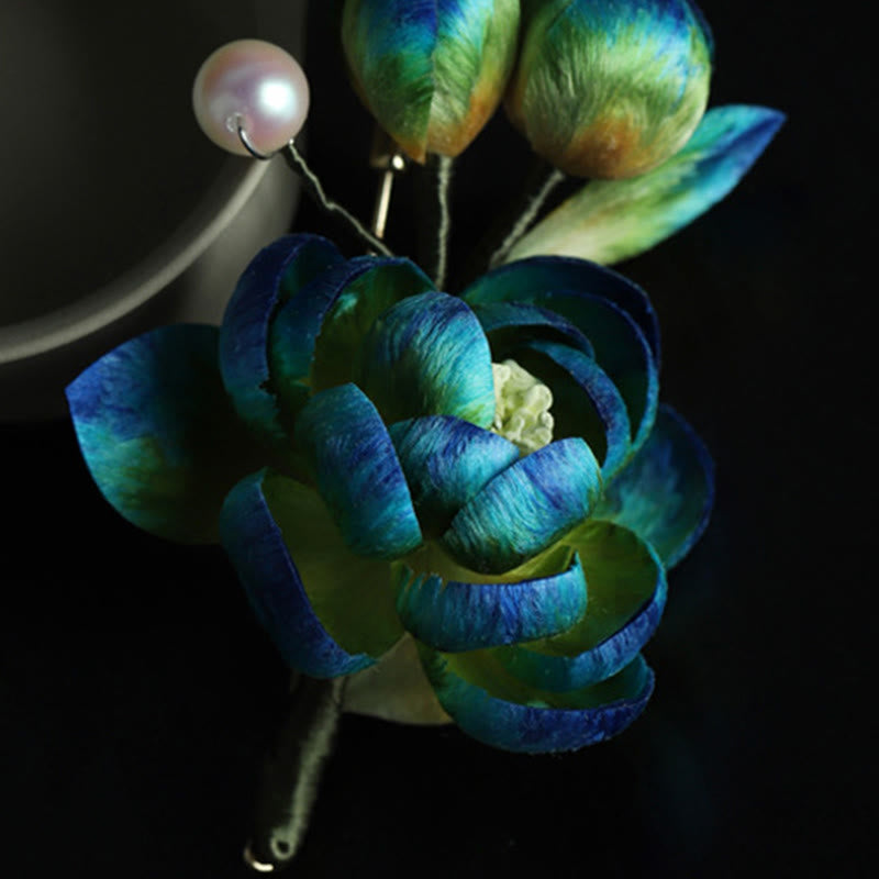Nimara Ritual Handmade Silk Art Velvet Camellia Blessing Protection Brooch