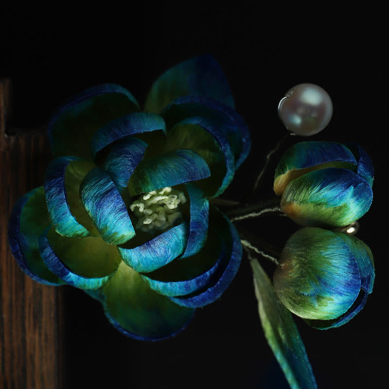 Nimara Ritual Handmade Silk Art Velvet Camellia Blessing Protection Brooch