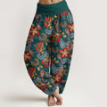 Nimara Ritual Women's Elastic Waist Paisley Floral Pattern Pure Cotton Harem Pants