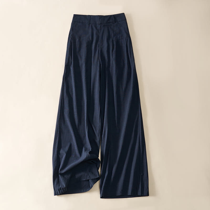 Nimara Ritual Simple Zipper Design Cotton Women's Wide Leg Pants With Pockets