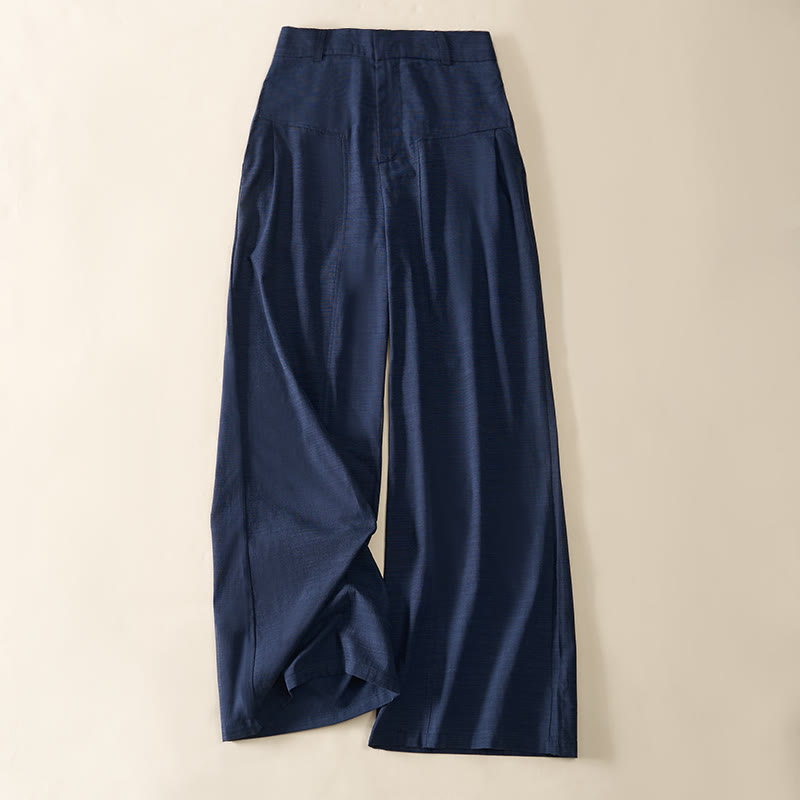 Nimara Ritual Simple Zipper Design Cotton Women's Wide Leg Pants With Pockets