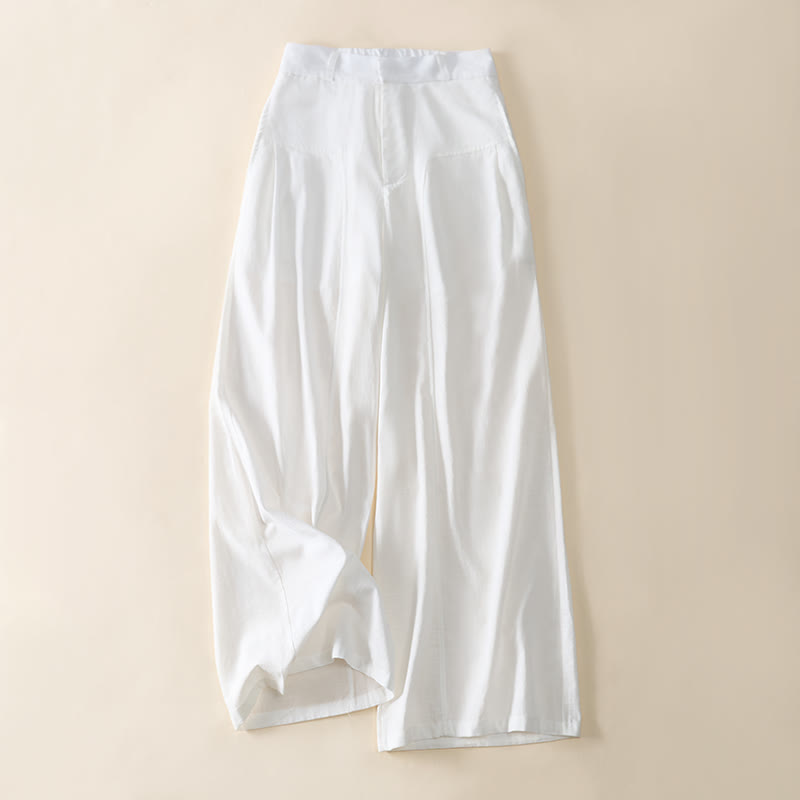 Nimara Ritual Simple Zipper Design Cotton Women's Wide Leg Pants With Pockets