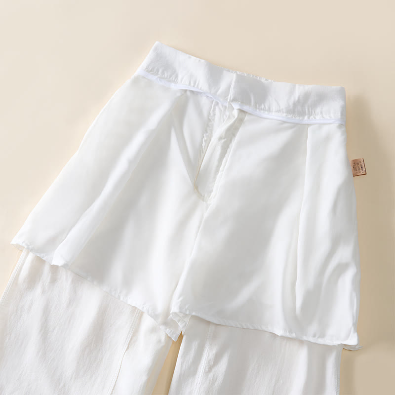 Nimara Ritual Simple Zipper Design Cotton Women's Wide Leg Pants With Pockets