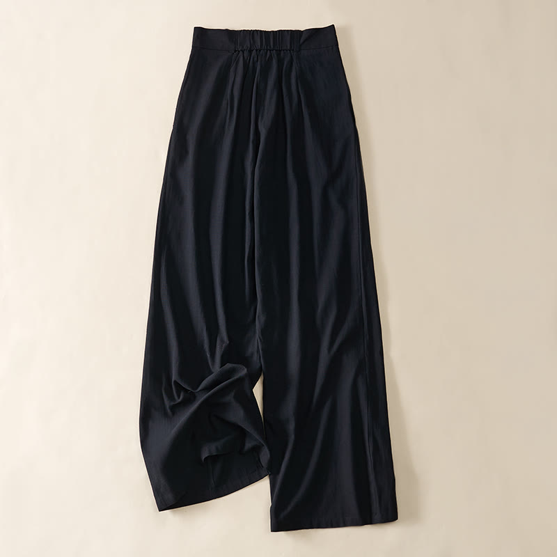 Nimara Ritual Simple Zipper Design Cotton Women's Wide Leg Pants With Pockets