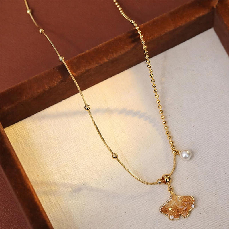 Nimara Ritual Champagne Citrine Copper Pearl Properity Protection Necklace Pendant
