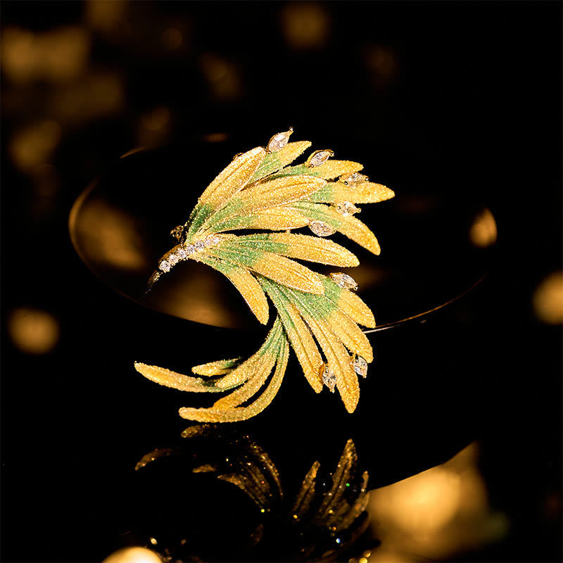Nimara Ritual Phoenix Feather Strength Copper Brooch