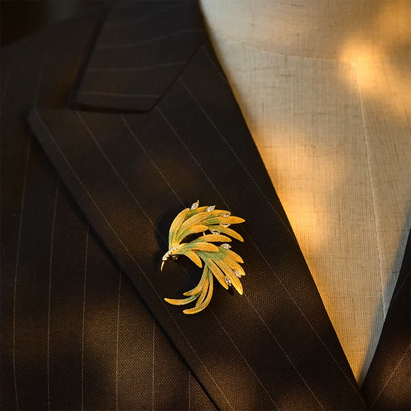 Nimara Ritual Phoenix Feather Strength Copper Brooch