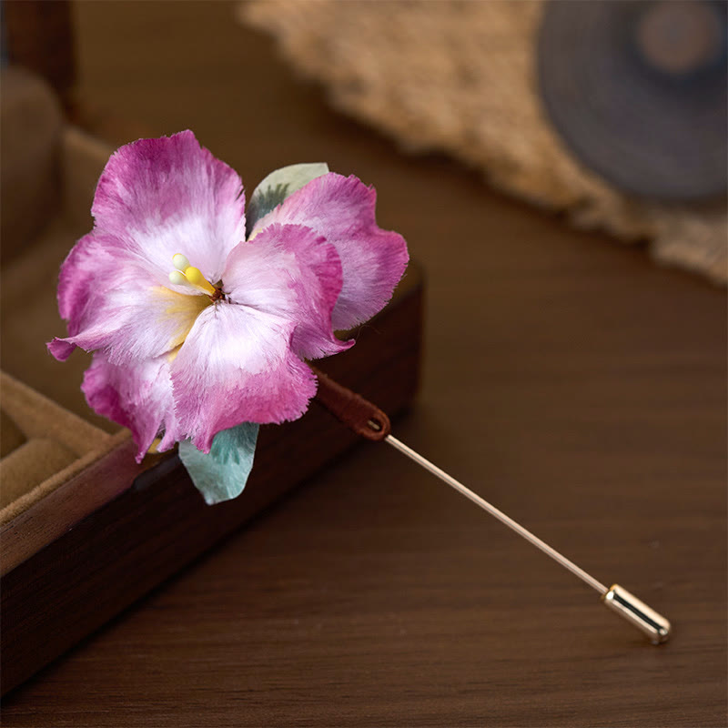 Nimara Ritual Handcrafted Silk Art Velvet Flower Iris Flower Brooch