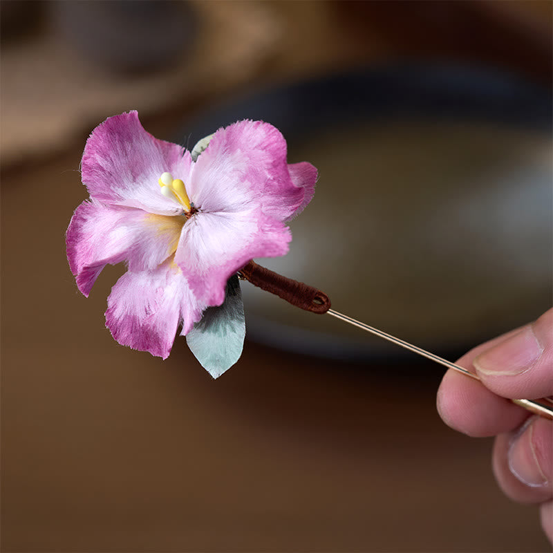 Nimara Ritual Handcrafted Silk Art Velvet Flower Iris Flower Brooch
