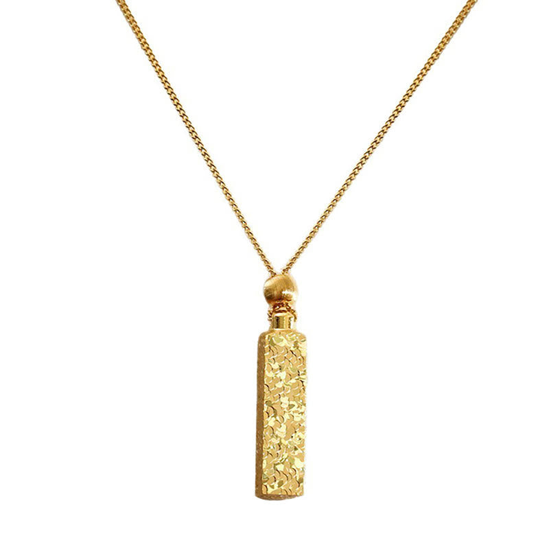 Nimara Ritual Rectangular Texture Design Copper Chain Luck Necklace Pendant
